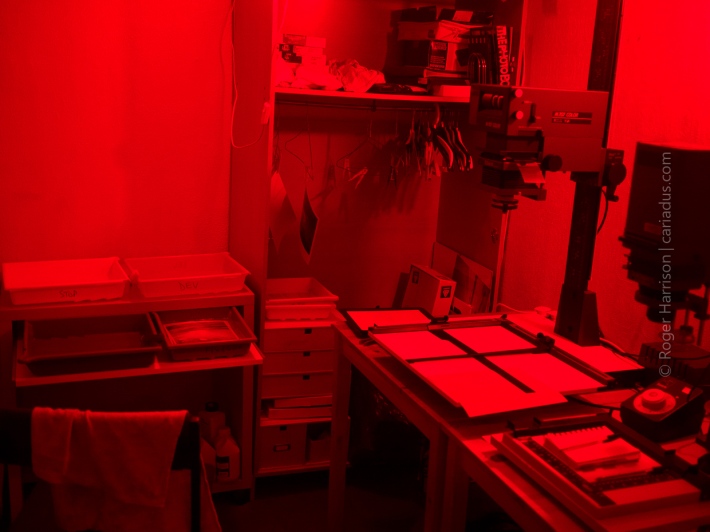 Darkroom with red lights on